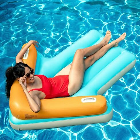 Funscape Inflatable Pool Floats for Adult, Floating Pool Lounger Tanning Bed, Cool Sun Bathing Tan Blow up Raft Floatie W/Handle, Summer Swimming Water Mat, Party Gift for Beach Backyard Lake in Saudi Arabia