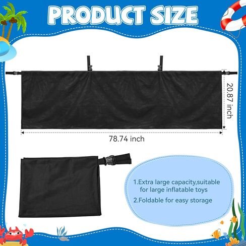 Pool Float Storage Bag, Extra Long 78" Foldable Hanging Organizer Mesh for Pool Side Fence, Adjustable Swimming Outdoor Toy Storage for Floats, Balls, Inflatable Toys & Accessories (78") in Saudi Arabia