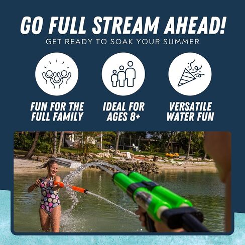 Stream Machine QF-2000 Water Blaster 2 Pack, Water Gun Squirt Gun Set, Hydrobolic Water Launcher, Shoots Up to 70 Feet, Easy Fill for Pool, Lake, Ocean & Beach, Ages 8+ in Saudi Arabia