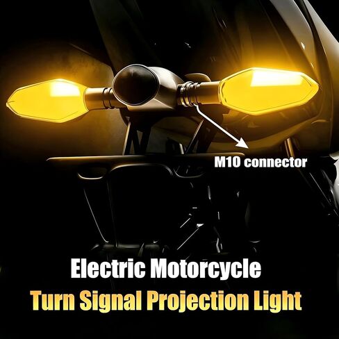 2 PCS Motorcycle Turn Signals, M10 Motorbike Front Rear Led Lights with Projection Arrow, 3 Wire Motorcycles Blinkers, 27 DRL Light Modes (Yellow) in Saudi Arabia