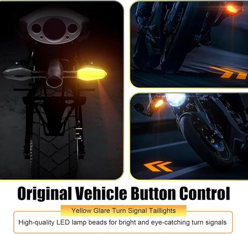 2 PCS Motorcycle Turn Signals, M10 Motorbike Front Rear Led Lights with Projection Arrow, 3 Wire Motorcycles Blinkers, 27 DRL Light Modes (Yellow) in Saudi Arabia