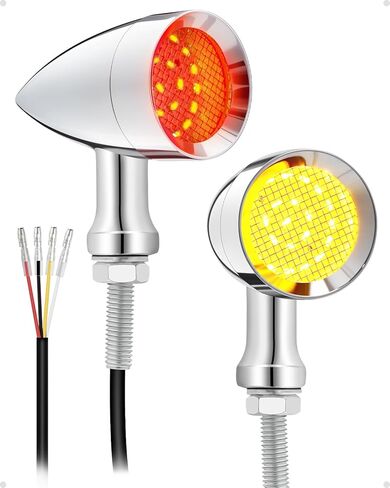إشارات الانعطاف للدراجات النارية من Amazicha 24 مصباح LED، إشارات الانعطاف الخلفية LED، شعاع أحمر أصفر SMD أضواء وامضة مع فتحات تثبيت 8 مم/10 مم مناسبة لهارلي دينا ياماها هوندا سوزوكي كاواساكي in Kuwait