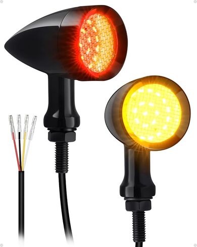 إشارات الانعطاف للدراجات النارية من Amazicha 24 مصباح LED، إشارات الانعطاف الخلفية LED، شعاع أحمر أصفر SMD أضواء وامضة مع فتحات تثبيت 8 مم/10 مم مناسبة لهارلي دينا ياماها هوندا سوزوكي كاواساكي in Kuwait