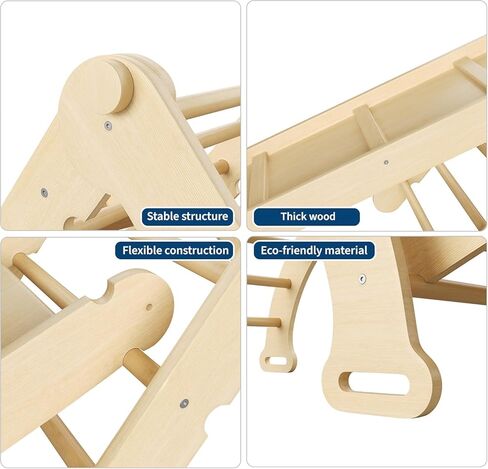 TrailBlaze 8-in-1 Collapsible Child-Centered Climbing Triangle Set for Toddlers – Wooden Indoor Jungle Gym – Includes Arch, Ramp & Ladder – Promotes Gross Motor Skills – Perfect for Kids Playroom – in Saudi Arabia