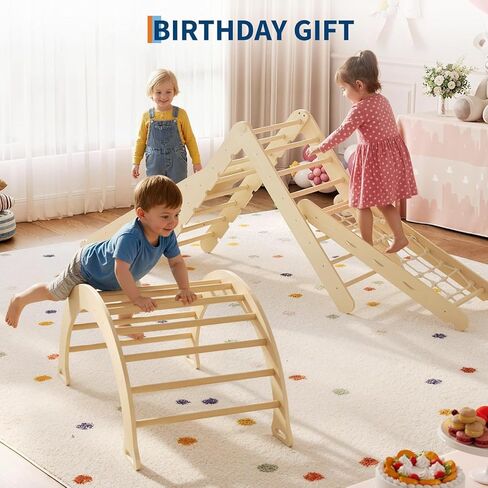 TrailBlaze 8-in-1 Collapsible Child-Centered Climbing Triangle Set for Toddlers – Wooden Indoor Jungle Gym – Includes Arch, Ramp & Ladder – Promotes Gross Motor Skills – Perfect for Kids Playroom – in Saudi Arabia
