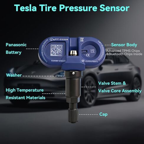 Tesla TPMS Sensor - Wireless Tire Pressure Monitoring System - Compatible with Tesla Models 3/Y/X/S Accessories, OEM 1490701-00-B 1490701-01-B 1490701-01-C 1034602-00-A in Saudi Arabia