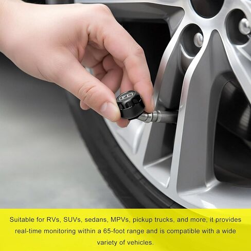 Tire Pressure Monitoring System, Real-Time LCD Display TPMS with 4 External Sensors & 6 Alarm Modes, Solar/USB Charging Wireless Tire Pressure Monitor for RV Trailer Truck in Saudi Arabia