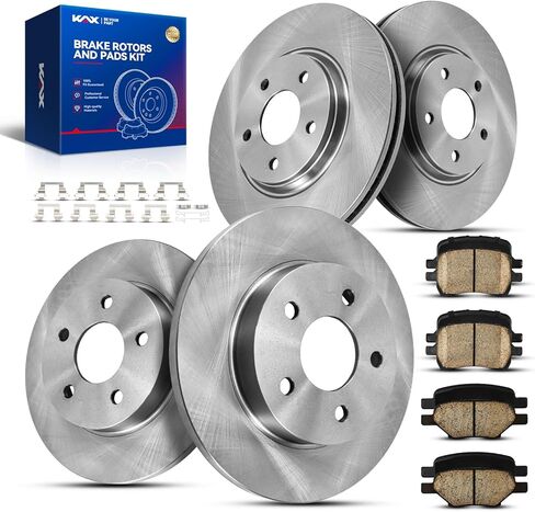 KAX Brakes and Rotors Kit for Chevrolet Malibu 2009-2012, 2.2L 2004, 3.5L 2004-2005, Pontiac G6 2006-2010, Disc Brake Rotor Ceramic Brake Pads 55093+D1160+55094+D1033 Front 11.66 inch,Rear 10.65 inch in Kuwait