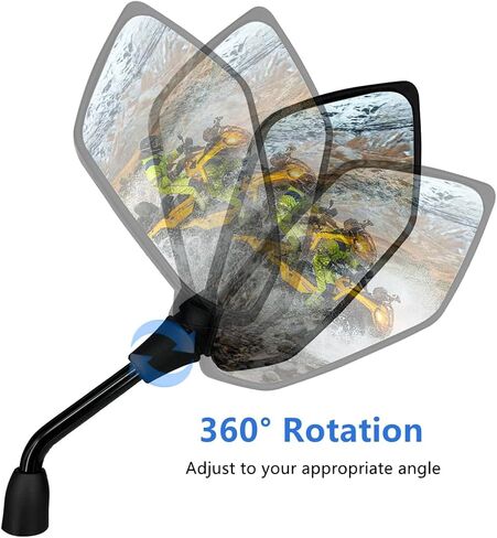 Universal Hawk-eye Motorcycle Convex Rear View Mirror - with 10mm Bolt, Handle Bar Mount Clamp Compatible with Cruiser, Suzuki, Honda, Victory and More, black, ATV-YY-08 in Saudi Arabia