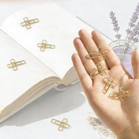 50 Pack Love Cross Paper Clip, Journaling Bookmarks Paperclips, High Appearance Heart-Shaped Cross Paper Clip A Great Item for Office Stationery in Saudi Arabia
