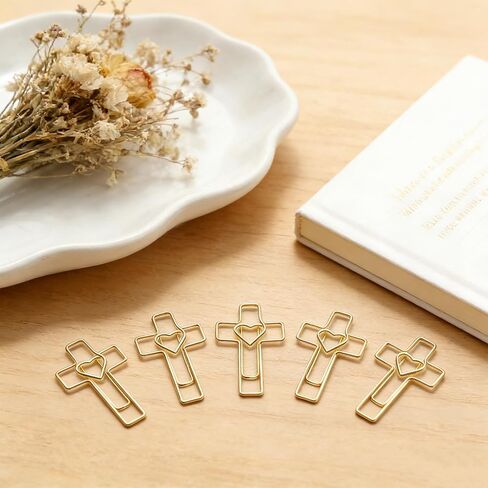 50 Pack Love Cross Paper Clip, Journaling Bookmarks Paperclips, High Appearance Heart-Shaped Cross Paper Clip A Great Item for Office Stationery in Saudi Arabia