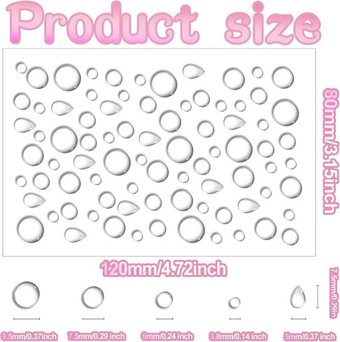 8 Sheets Clear Dewdrop Droplets Stickers Self-Adhesive Water Drops Beads Resin Flatback Embellishments for DIY Scrapbooking Crafts Card Making in Saudi Arabia