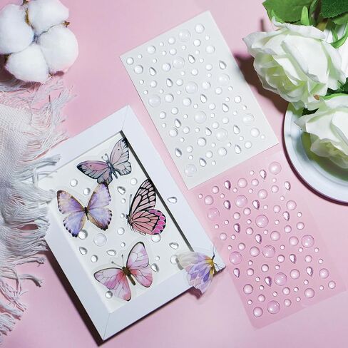 8 Sheets Clear Dewdrop Droplets Stickers Self-Adhesive Water Drops Beads Resin Flatback Embellishments for DIY Scrapbooking Crafts Card Making in Saudi Arabia
