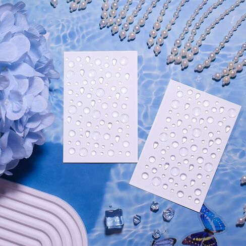 8 Sheets Clear Dewdrop Droplets Stickers Self-Adhesive Water Drops Beads Resin Flatback Embellishments for DIY Scrapbooking Crafts Card Making in Saudi Arabia