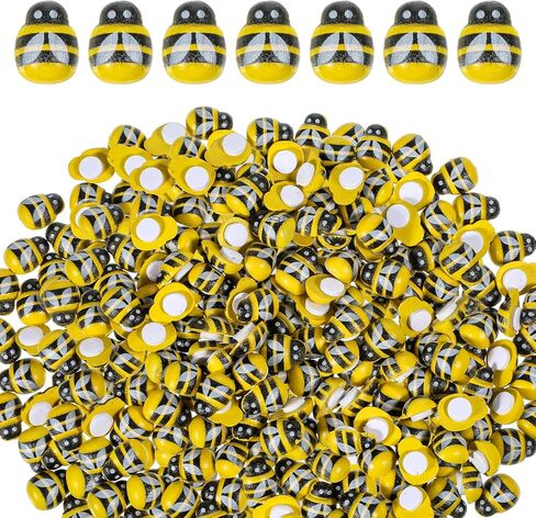 HJZHII 200Pcs Tiny Wooden Bee Decor, Wooden Bees Craft Decoration Flatback Self-Adhesive Wood Bumble Bees Painted Flat-Back Wood Craft Bee for Crafts Scrapbooking Decoration Embellishments DIY in Kuwait