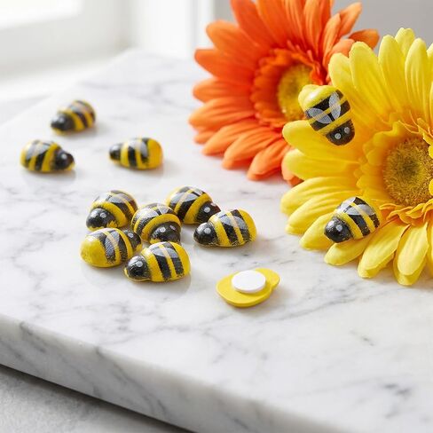HJZHII 200Pcs Tiny Wooden Bee Decor, Wooden Bees Craft Decoration Flatback Self-Adhesive Wood Bumble Bees Painted Flat-Back Wood Craft Bee for Crafts Scrapbooking Decoration Embellishments DIY in Kuwait