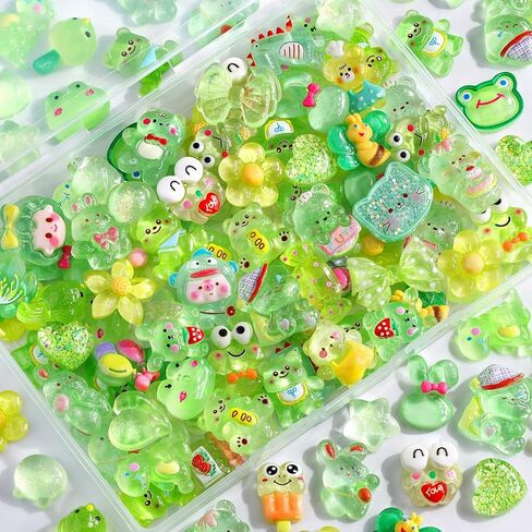 60Pcs Random Flatback Resin Charms, Kawaii Cute Ornament Bulk Set for Phone Case Decoden, Hairpins Scrapbooking DIY Craft Embellishments & Home Decoration-Mixed Colors in Kuwait