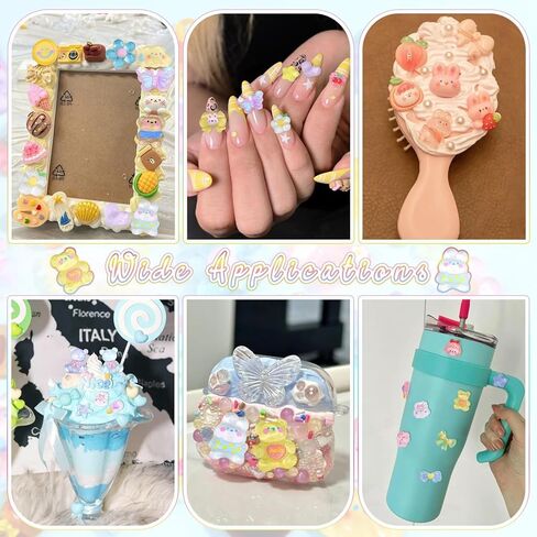 60Pcs Random Flatback Resin Charms, Kawaii Cute Ornament Bulk Set for Phone Case Decoden, Hairpins Scrapbooking DIY Craft Embellishments & Home Decoration-Mixed Colors in Kuwait
