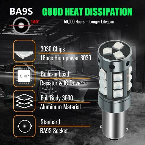 YEORO 2pcs AC/DC 9-36V H21W LED Bulbs Blue,Error Free BAY9S 64136 LED Car Ligh Bulbs Super Bright 3030 18-SMD Chips for Car Interior Dome Map License Plate Glove Box Light. (H21W/BAY9S, Blue) in Saudi Arabia