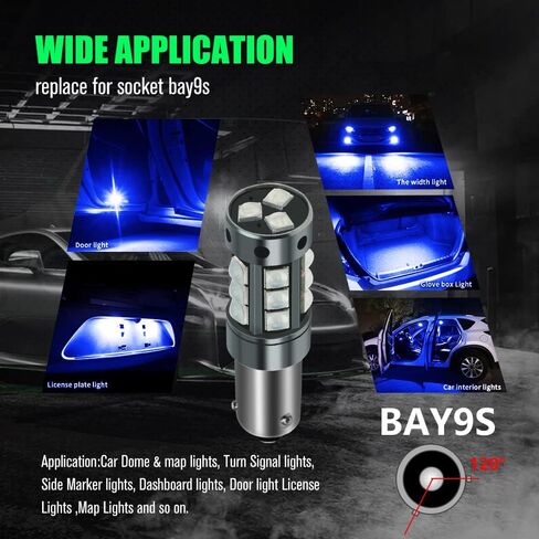 YEORO 2pcs AC/DC 9-36V H21W LED Bulbs Blue,Error Free BAY9S 64136 LED Car Ligh Bulbs Super Bright 3030 18-SMD Chips for Car Interior Dome Map License Plate Glove Box Light. (H21W/BAY9S, Blue) in Saudi Arabia