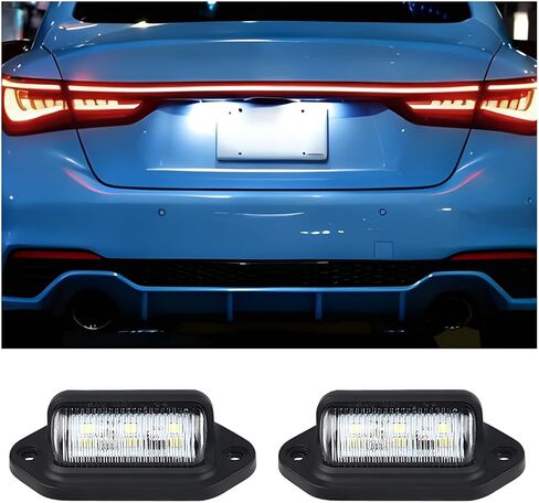 قطعتان من ضوء لوحة ترخيص السيارة، 12 فولت - 24 فولت 6-SMD LED مصباح لوحة ترخيص السيارة، مصباح خلفي مقاوم للماء للسيارات، ملحقات مصباح علامة الخطوة، عالمية للشاحنات والحافلات المقطورة in Kuwait