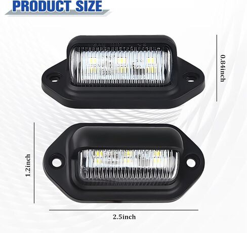قطعتان من ضوء لوحة ترخيص السيارة، 12 فولت - 24 فولت 6-SMD LED مصباح لوحة ترخيص السيارة، مصباح خلفي مقاوم للماء للسيارات، ملحقات مصباح علامة الخطوة، عالمية للشاحنات والحافلات المقطورة in Kuwait