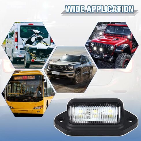 قطعتان من ضوء لوحة ترخيص السيارة، 12 فولت - 24 فولت 6-SMD LED مصباح لوحة ترخيص السيارة، مصباح خلفي مقاوم للماء للسيارات، ملحقات مصباح علامة الخطوة، عالمية للشاحنات والحافلات المقطورة in Kuwait