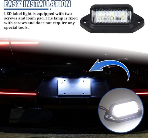 قطعتان من ضوء لوحة ترخيص السيارة، 12 فولت - 24 فولت 6-SMD LED مصباح لوحة ترخيص السيارة، مصباح خلفي مقاوم للماء للسيارات، ملحقات مصباح علامة الخطوة، عالمية للشاحنات والحافلات المقطورة in Kuwait