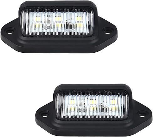 قطعتان من ضوء لوحة ترخيص السيارة، 12 فولت - 24 فولت 6-SMD LED مصباح لوحة ترخيص السيارة، مصباح خلفي مقاوم للماء للسيارات، ملحقات مصباح علامة الخطوة، عالمية للشاحنات والحافلات المقطورة in Kuwait