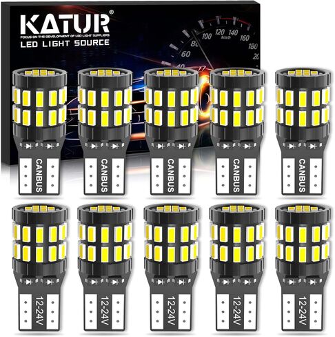 KATUR 194 T10 W5W 168 LED لمبة إضاءة فائقة السطوع 6000K زينون أبيض 30-SMD 3014 رقائق 12-24 فولت CANBUS خالية من الأخطاء LED لمبة بديلة لقبة السيارة خريطة الباب ضوء لوحة الترخيص (نسخة مطورة) in Kuwait