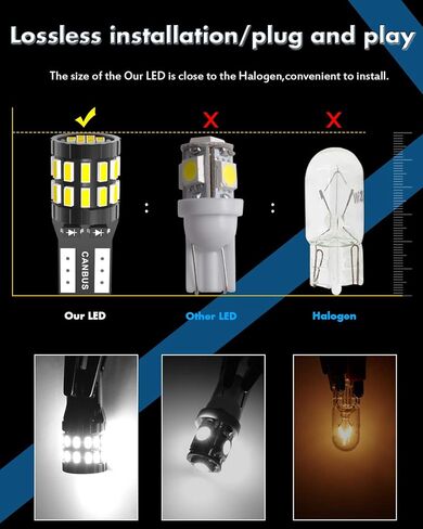 KATUR 194 T10 W5W 168 LED لمبة إضاءة فائقة السطوع 6000K زينون أبيض 30-SMD 3014 رقائق 12-24 فولت CANBUS خالية من الأخطاء LED لمبة بديلة لقبة السيارة خريطة الباب ضوء لوحة الترخيص (نسخة مطورة) in Kuwait
