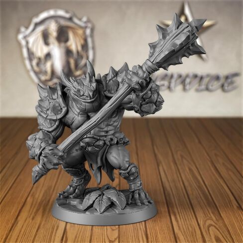 AUSPDICE Dungeons and Dragons Amphibious Bull Miniature 32 مم، راتنج متين، هدية مثالية لسيد الزنزانة -S186 in Kuwait