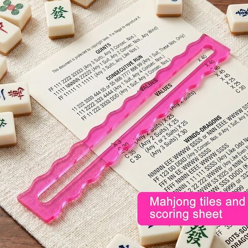 4 قطع من مكتشف خط دليل Mahjong، قارئ خط Mahjong، قارئ قواعد Mah Jong من الأكريليك اللامع للمبتدئين، دليل بطاقة Mah Jong وإكسسوارات البلاط (وردي، صدفي) in Kuwait