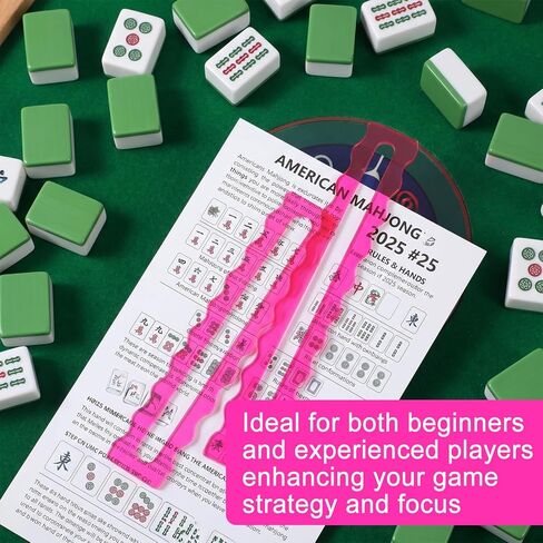 4 قطع من مكتشف خط دليل Mahjong، قارئ خط Mahjong، قارئ قواعد Mah Jong من الأكريليك اللامع للمبتدئين، دليل بطاقة Mah Jong وإكسسوارات البلاط (وردي، صدفي) in Kuwait