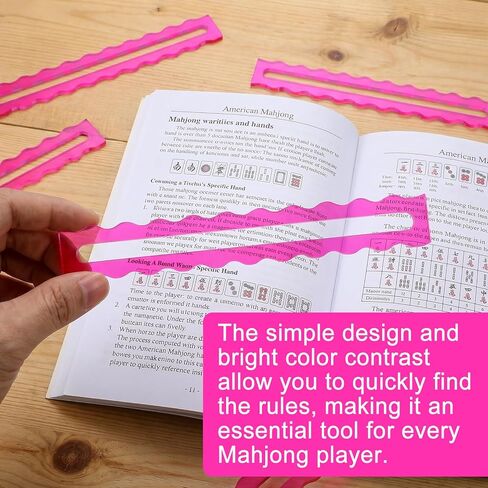 4 قطع من مكتشف خط دليل Mahjong، قارئ خط Mahjong، قارئ قواعد Mah Jong من الأكريليك اللامع للمبتدئين، دليل بطاقة Mah Jong وإكسسوارات البلاط (وردي، صدفي) in Kuwait