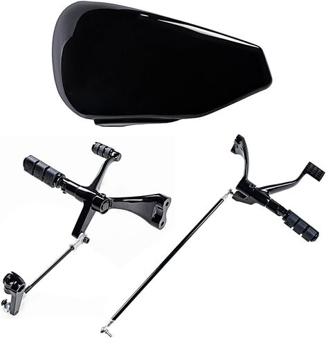 Compatible with Harley Sportster Forward Controls Kit Peg Levers Linkage + Left Side Battery Cover (Black) in Kuwait