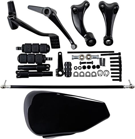 Compatible with Harley Sportster Forward Controls Kit Peg Levers Linkage + Left Side Battery Cover (Black) in Kuwait