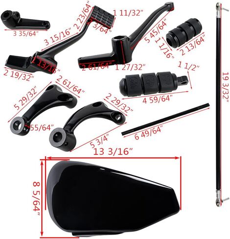 Compatible with Harley Sportster Forward Controls Kit Peg Levers Linkage + Left Side Battery Cover (Black) in Kuwait