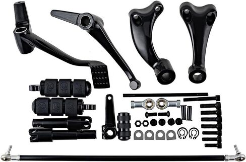 Compatible with Harley Sportster Forward Controls Kit Peg Levers Linkage + Left Side Battery Cover (Black) in Kuwait
