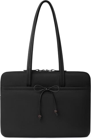 Comfyable 13 Inch Laptop Sleeve with Handle, Compatible with 13" MacBook Air M5 and Mac Neo, 14" MacBook Pro M5 Pro/Max 2026, Daily School Nylon Computer Bag, Cute Bow Design for Girls, Black in Saudi Arabia