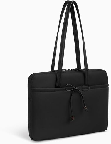 Comfyable 13 Inch Laptop Sleeve with Handle, Compatible with 13" MacBook Air M5 and Mac Neo, 14" MacBook Pro M5 Pro/Max 2026, Daily School Nylon Computer Bag, Cute Bow Design for Girls, Black in Saudi Arabia