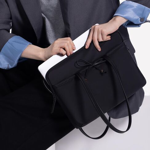 Comfyable 13 Inch Laptop Sleeve with Handle, Compatible with 13" MacBook Air M5 and Mac Neo, 14" MacBook Pro M5 Pro/Max 2026, Daily School Nylon Computer Bag, Cute Bow Design for Girls, Black in Saudi Arabia