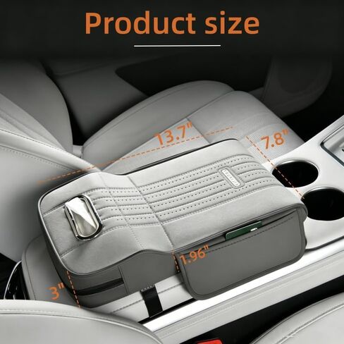 Car Center Console Armrest Covers,Car Armrest Cover with Tissue Box 2 Side Storage Bag,Elbow Rest Pillow Universal Armrest Cover for Cars,Relieve Arm Fatigue,Great for Long-time Driving (Apricot) in Saudi Arabia