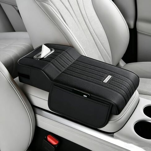 Car Center Console Armrest Covers,Car Armrest Cover with Tissue Box 2 Side Storage Bag,Elbow Rest Pillow Universal Armrest Cover for Cars,Relieve Arm Fatigue,Great for Long-time Driving (Apricot) in Saudi Arabia