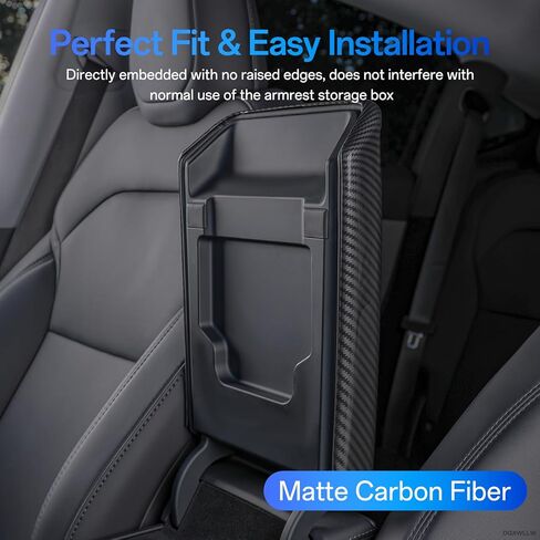 Center Console Armrest Cover for Tesla Model Y Juniper 2026 2025 and Model 3 Highland 2026 2025 2024, Non-Slip Arm Rest Box Cushion Protector Middle Console Cover Mat, Matte Carbon Fiber in Saudi Arabia