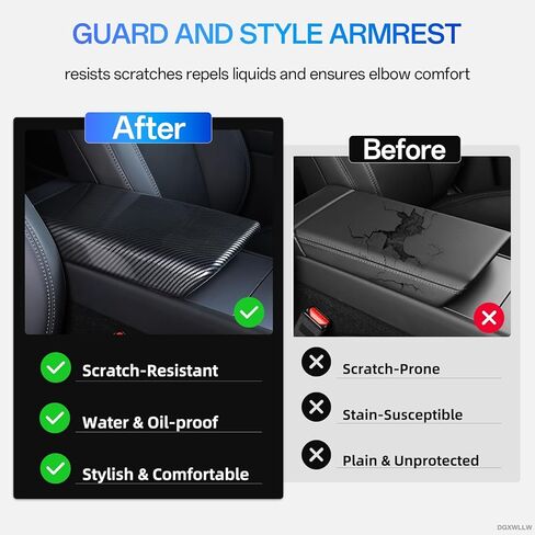 Center Console Armrest Cover for Tesla Model Y Juniper 2026 2025 and Model 3 Highland 2026 2025 2024, Non-Slip Arm Rest Box Cushion Protector Middle Console Cover Mat, Matte Carbon Fiber in Saudi Arabia