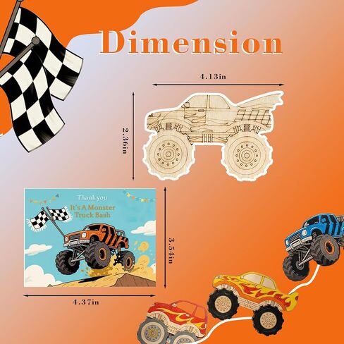 WORGO 24 PCS Monster Truck Party Favors, DIY Painting Kits with 6 Unique Wooden Trucks, Crafts for Kids - Monster Truck Car Birthday Decorations, Goodie Bag Fillers for Kids Ages 4-8 in Saudi Arabia
