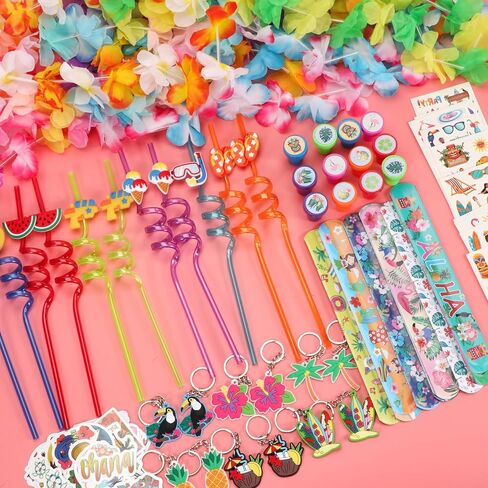 120 Pcs Hawaiian Luau Party Favors Tropical Birthday Supplies, Summer Tropical Party Favors for Kids Beach Pool Birthday Party Goodie Bag Stuffers in Saudi Arabia