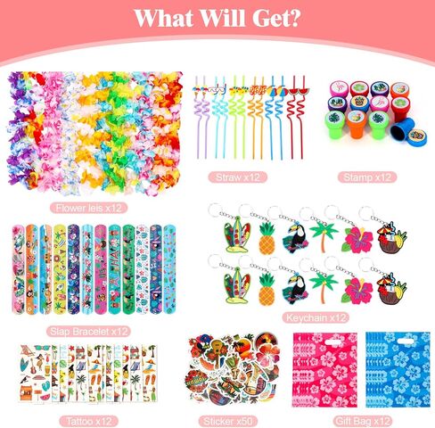 120 Pcs Hawaiian Luau Party Favors Tropical Birthday Supplies, Summer Tropical Party Favors for Kids Beach Pool Birthday Party Goodie Bag Stuffers in Saudi Arabia