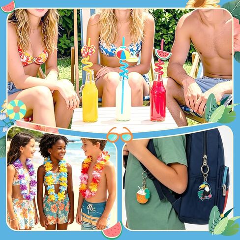 120 Pcs Hawaiian Luau Party Favors Tropical Birthday Supplies, Summer Tropical Party Favors for Kids Beach Pool Birthday Party Goodie Bag Stuffers in Saudi Arabia